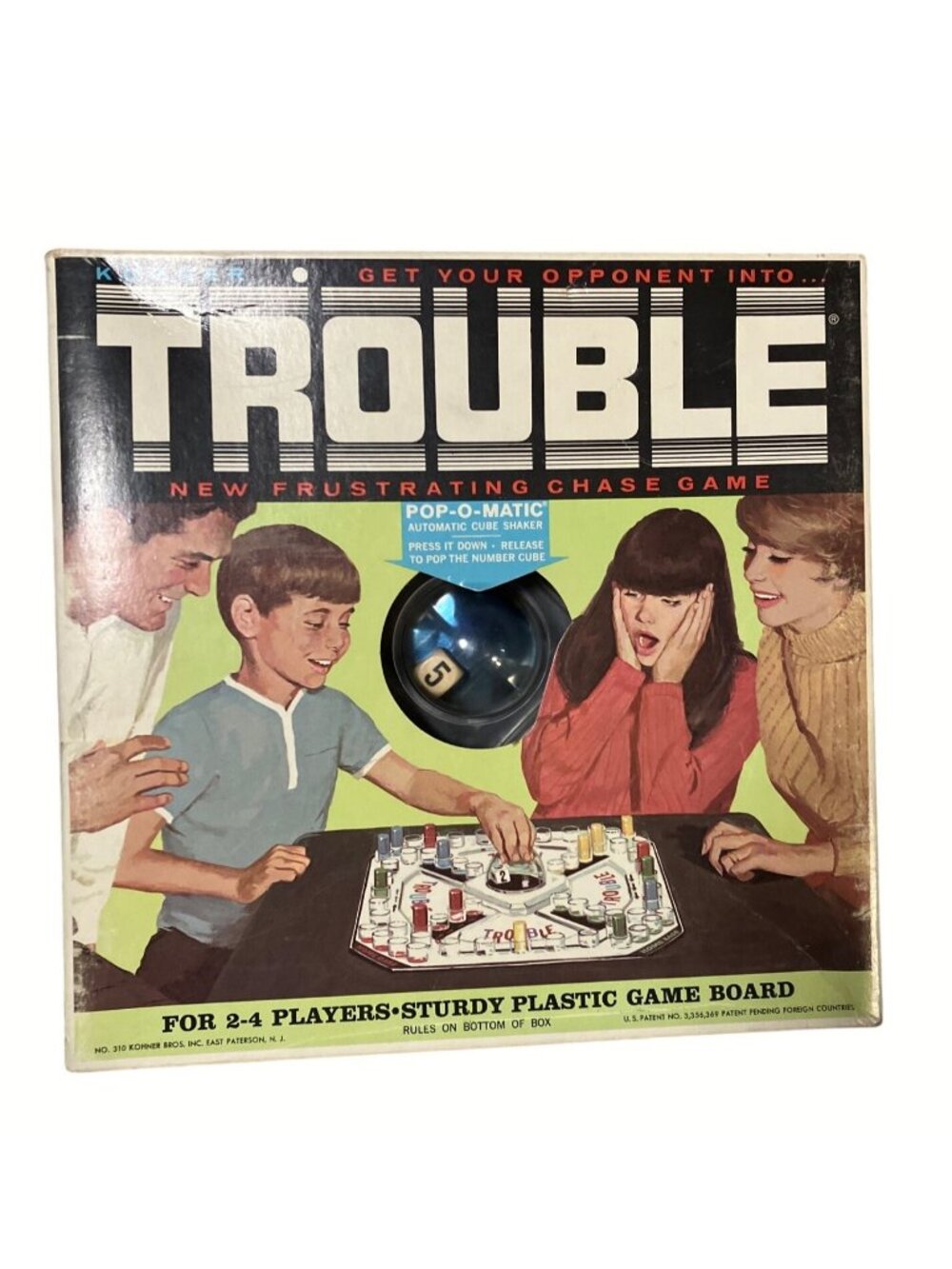 Trouble Board Game With Pop-O-Matic Dice Shaker Kohner Bros 1965 Complete Set